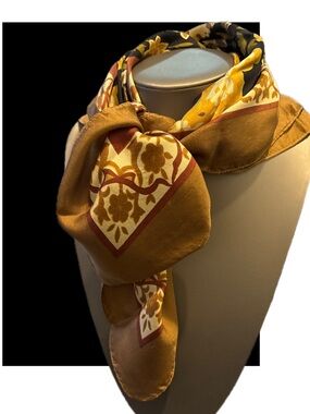 ‘LIBERTY of London’ Silk Twill Floral Print Scarf in Mustard Yellow